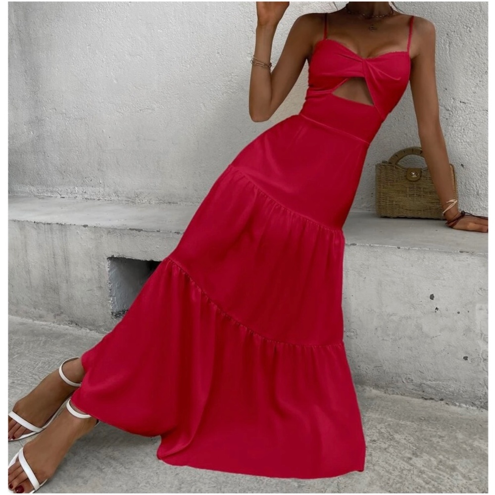 Boho Cut out Ruffle Maxi Dress - Picture 8 of 16